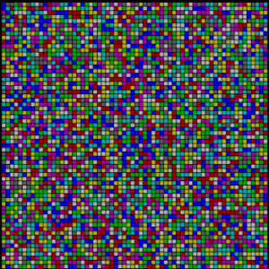 first of six 64x64 squares. The cells in this square are randomly colored with no apparent clustering 