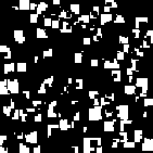 A black square with slightly larger splotches of white