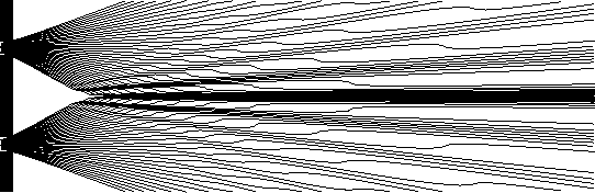 [line drawing, a vertical bar on the left with two openings, multiple lines angle out to the right from each]